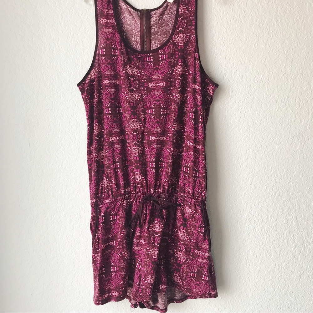 purple patterned romper